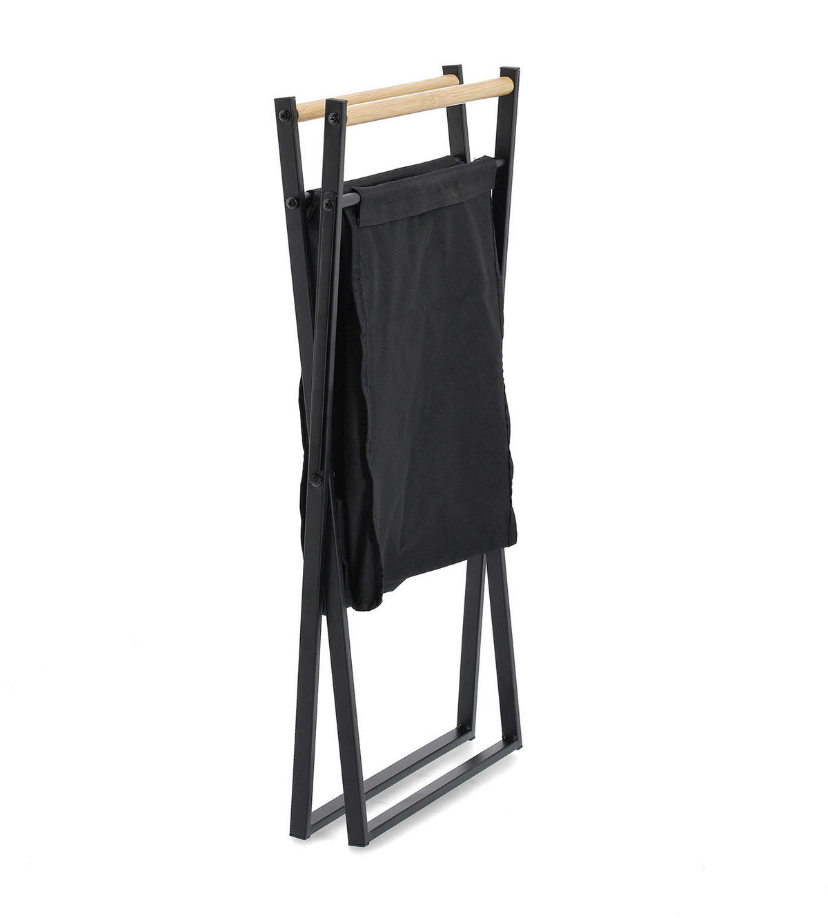 WÄSCHESAMMLER - Schwarz, Basics, Holz/Textil (36,5/40/67cm) - Zeller Present