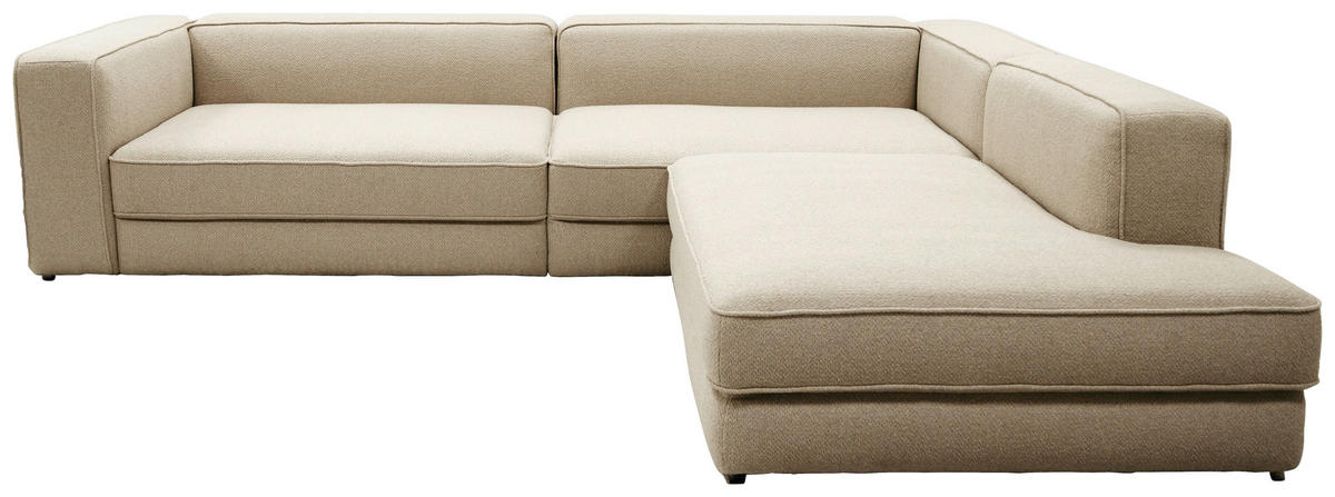 ECKSOFA Chilliano Beige Struktur Rücken echt  - Beige/Schwarz, Design, Kunststoff/Textil (290/255cm) - Chilliano
