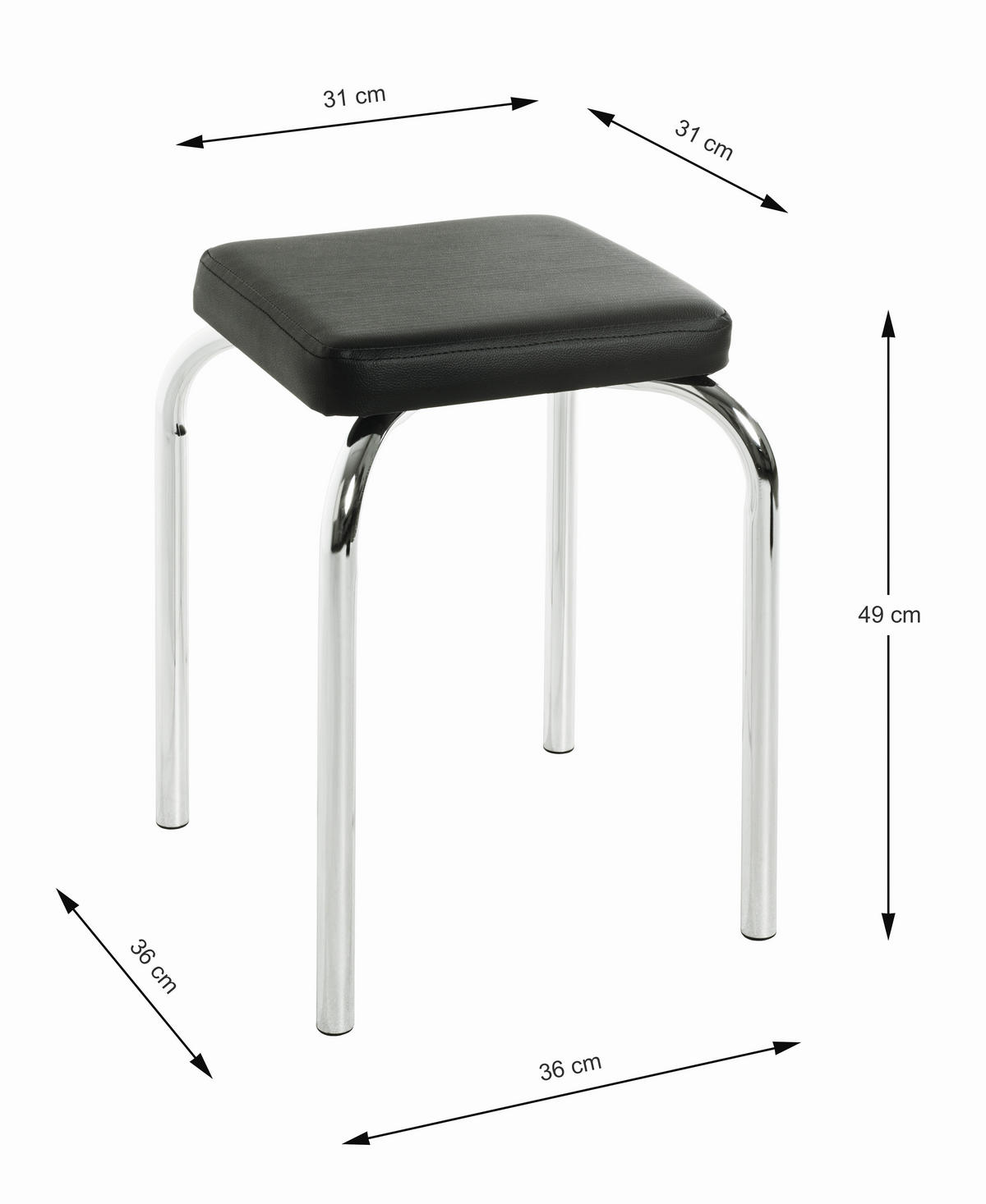 STAPELHOCKER Schwarz, Chromfarben  - Chromfarben/Schwarz, Design, Textil/Metall (36/49/36cm) - Carryhome