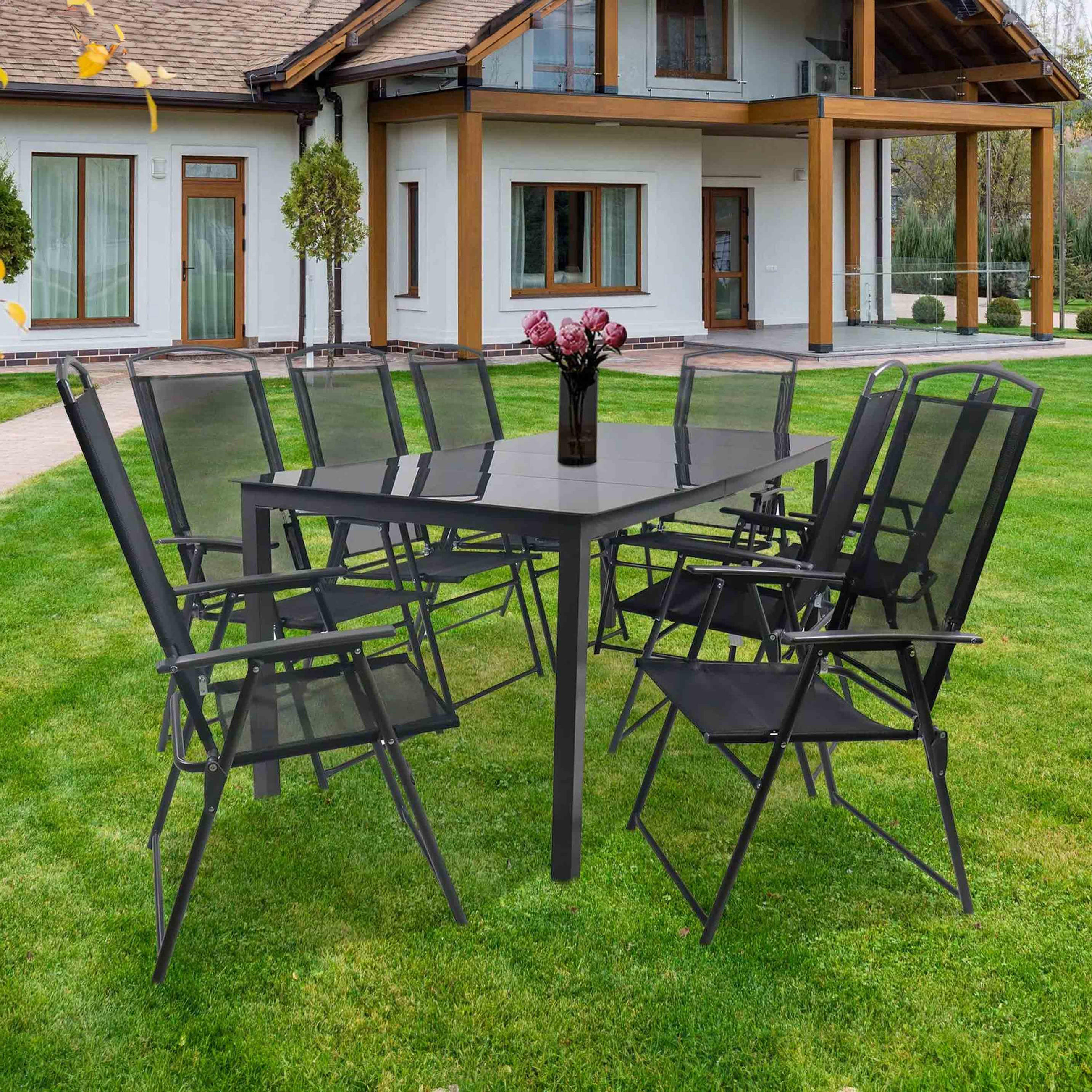 Gartentischgruppe 9-tlg. Vcm Aus Aluminium