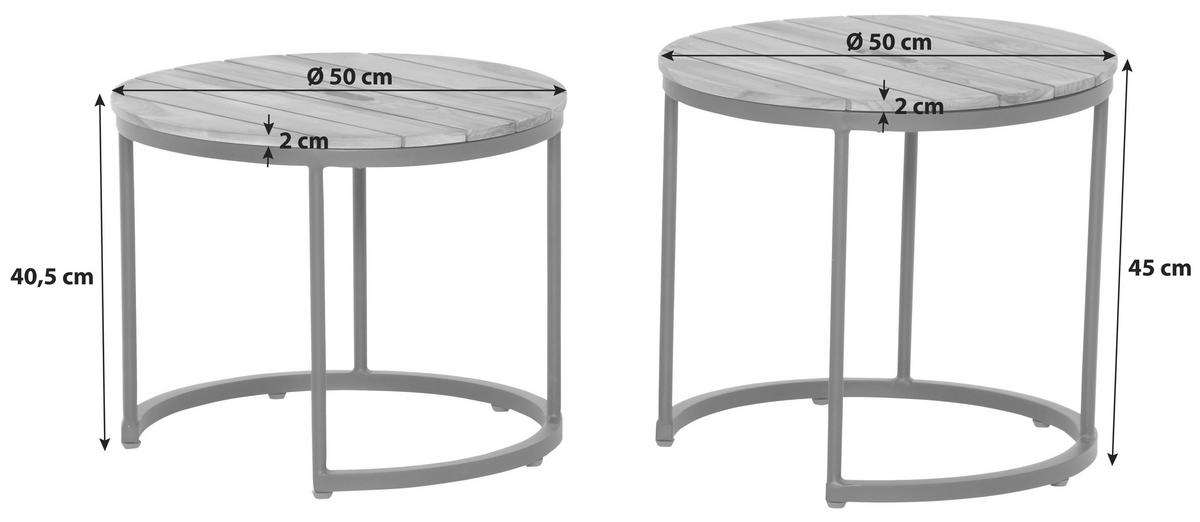 GARTENBEISTELLTISCH 50/50/40 cm  - Anthrazit/Teakfarben, MODERN, Holz/Metall (50/50/40cm) - Siena Garden