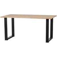 ESSTISCH Eiche vollmassiv rechteckig Naturfarben, Schwarz  - Schwarz/Naturfarben, MODERN, Holz/Metall (180/90/75cm) - Livetastic