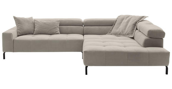 ECKSOFA in Feincord Sandfarben 311/219 cm - Sandfarben/Schwarz, KONVENTIONELL, Textil/Metall (311/219cm) - Hom`in