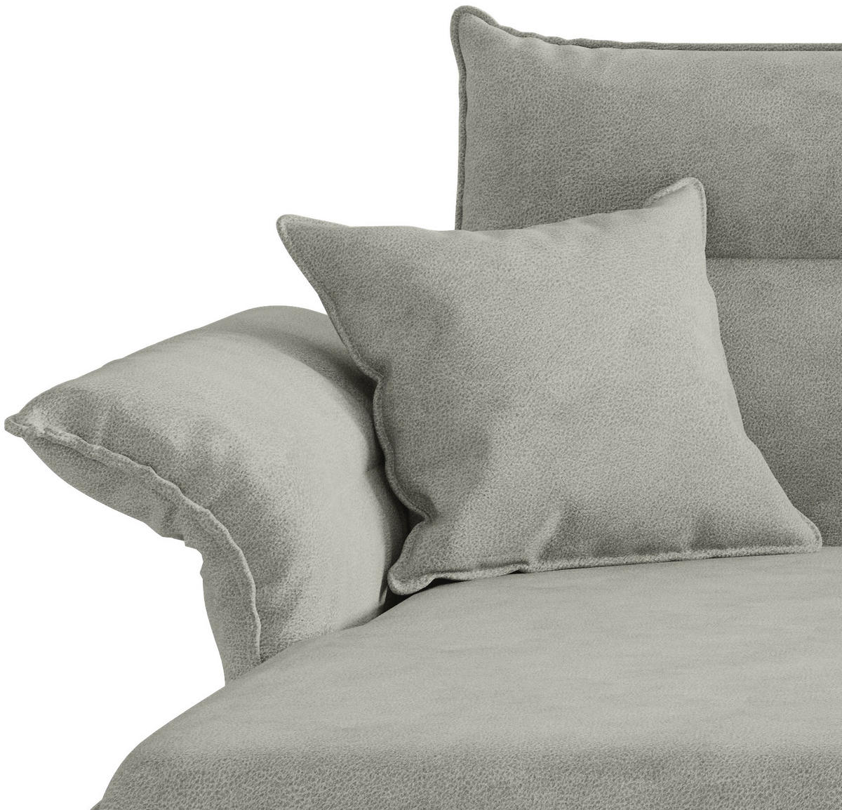 ECKSOFA in Flachgewebe Hellgrau  185/265 cm  - Edelstahlfarben/Hellgrau, Design, Textil/Metall (185/265cm) - Livetastic