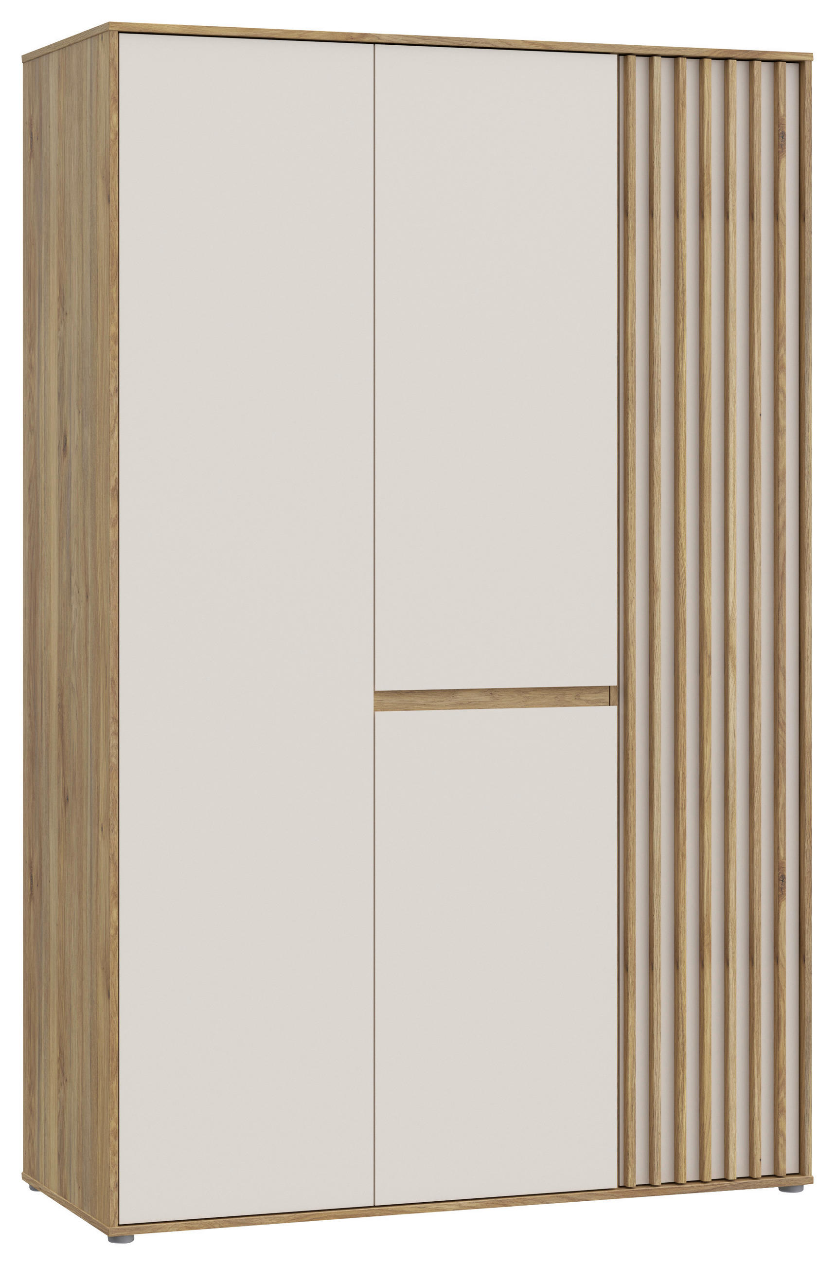 DULAP CU UȘI ROTATIVE culoare lemn stejar, nisipiu  - culoare lemn stejar/nisipiu, Basics, plastic/metal (128,7/200/54cm) - Hom`in