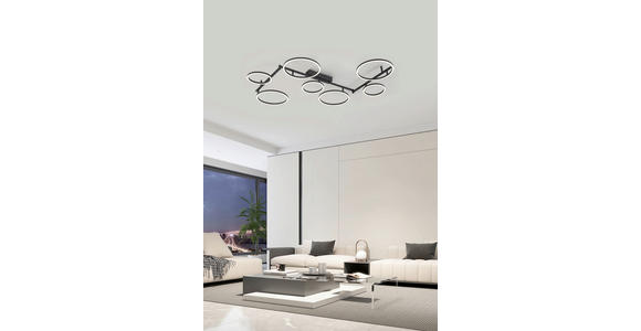 LED-DECKENLEUCHTE 118/127/12 cm  - Schwarz, Design, Kunststoff/Metall (118/127/12cm) - Novel