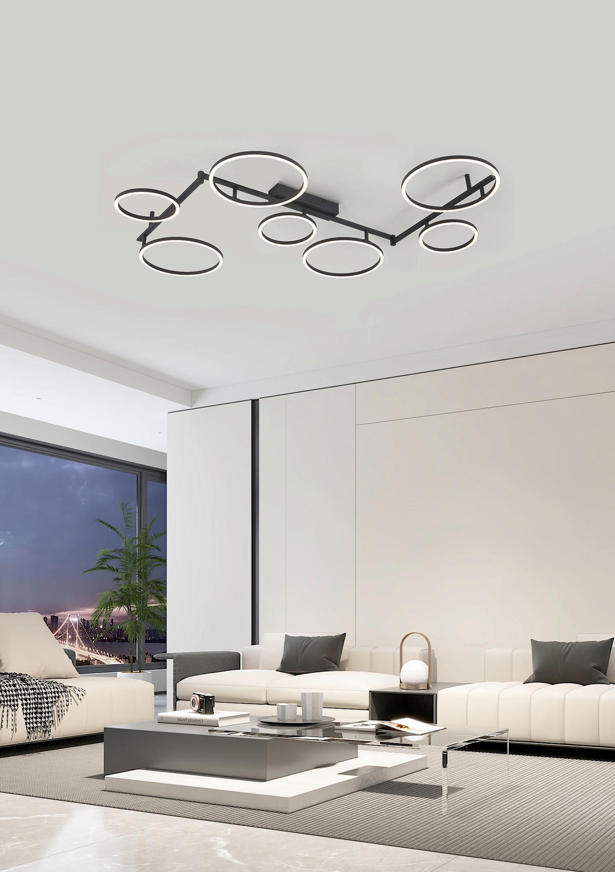 LED-DECKENLEUCHTE 118/127/12 cm  - Schwarz, Design, Kunststoff/Metall (118/127/12cm) - Novel