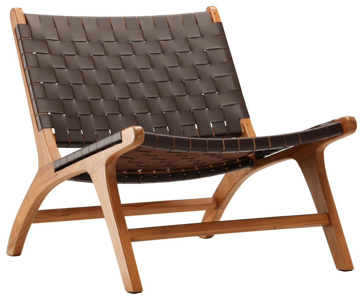 SESSEL in Lederlook (vegan) Braun  - Braun, Design, Holz/Textil (65/69/77cm) - Livetastic