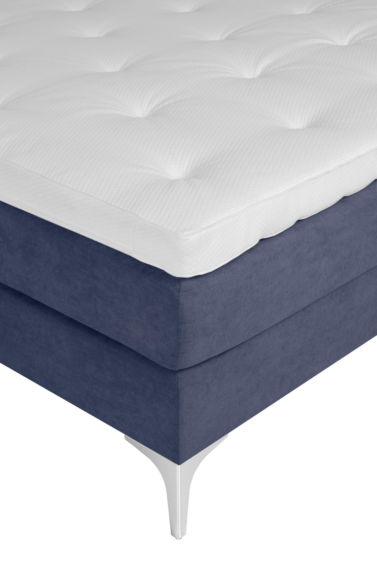BOXSPRINGBETT 180/200 cm  in Blau  - Chromfarben/Blau, Design, Textil/Metall (180/200cm) - Welnova