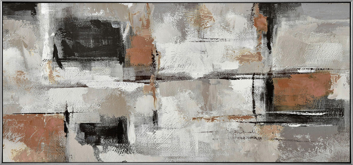 ÖLGEMÄLDE Abstraktes 150/70 cm  - Graubraun/Silberfarben, Design, Holz/Kunststoff (150/70cm) - Monee