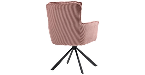 ARMLEHNSTUHL  Stoffauswahl, Sitzfläche 180° drehbar Cord  - Schwarz/Rosa, Design, Textil/Metall (62/95/67cm) - Novel