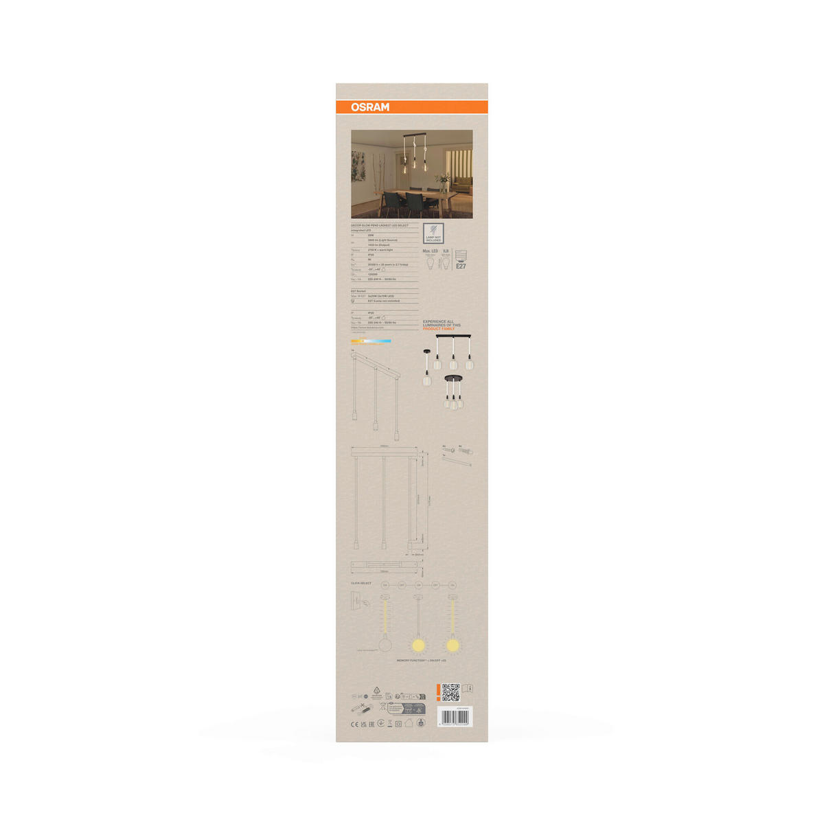 LED-HÄNGELEUCHTE 70/6/117,5 cm   - Schwarz, Basics, Metall (70/6/117,5cm) - Osram