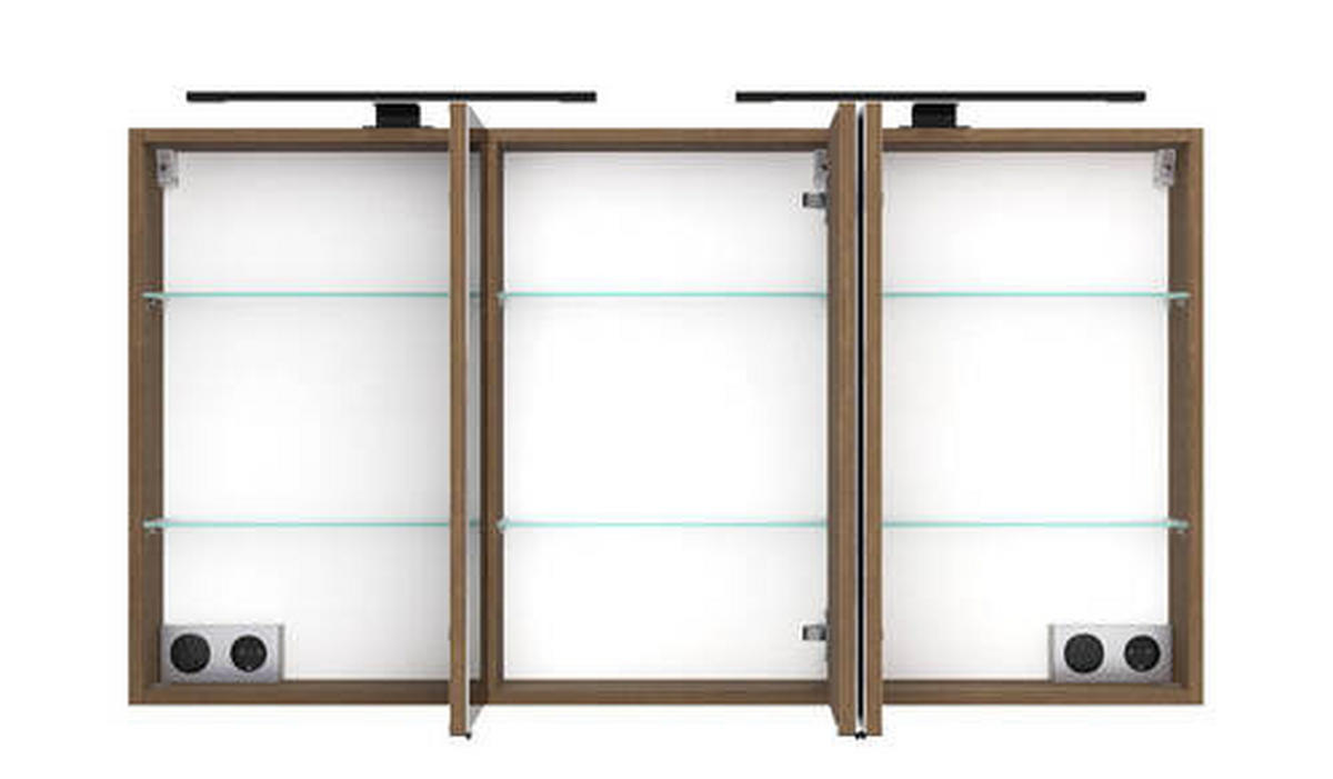 SPIEGELSCHRANK 120/64/20 cm  - Dunkelbraun/Schwarz, Natur, Glas/Holzwerkstoff (120/64/20cm) - Held