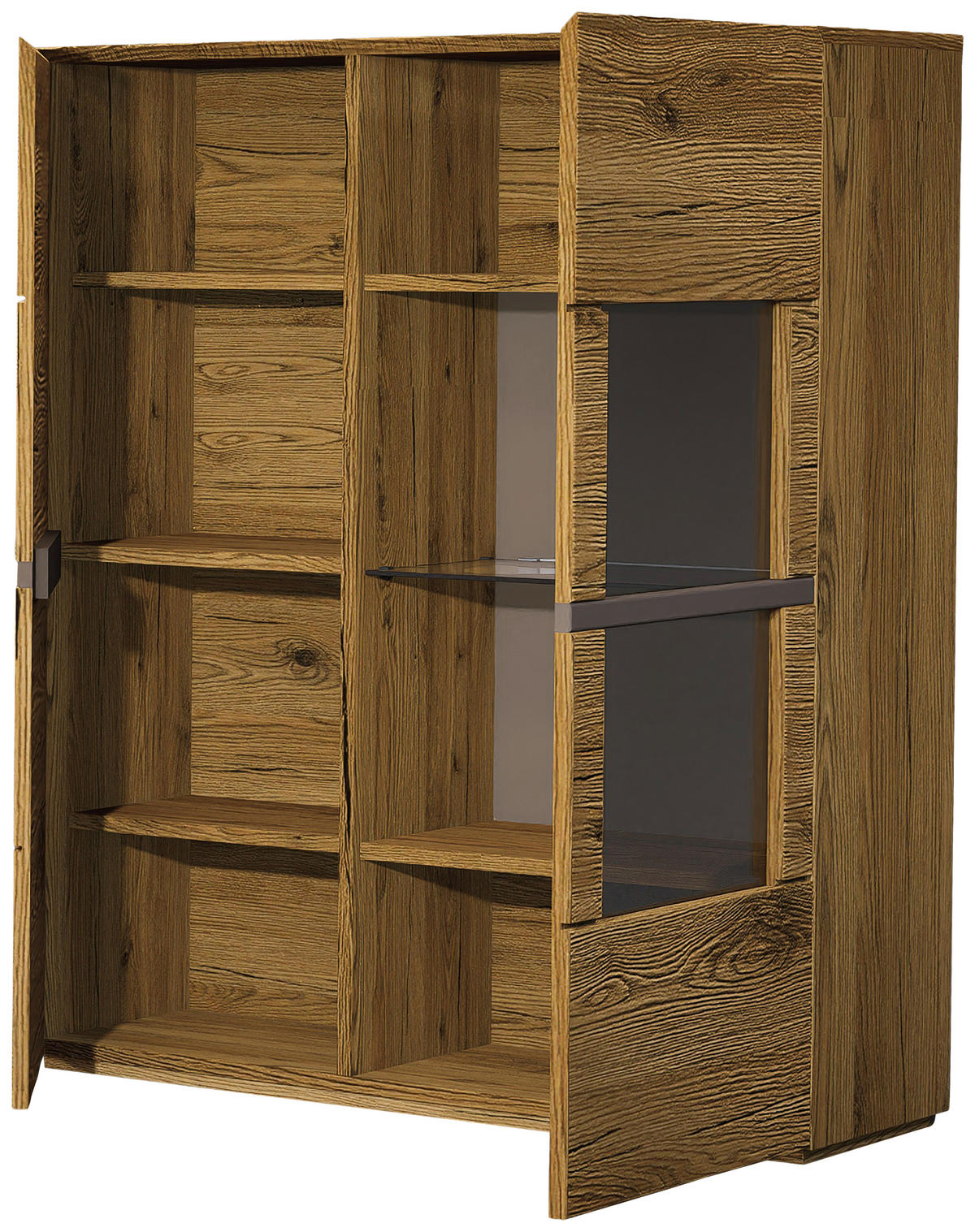 HIGHBOARD Taupe, Wildeiche  105/132/40 cm  - Taupe/Wildeiche, Design, Glas/Holz (105/132/40cm) - Novel