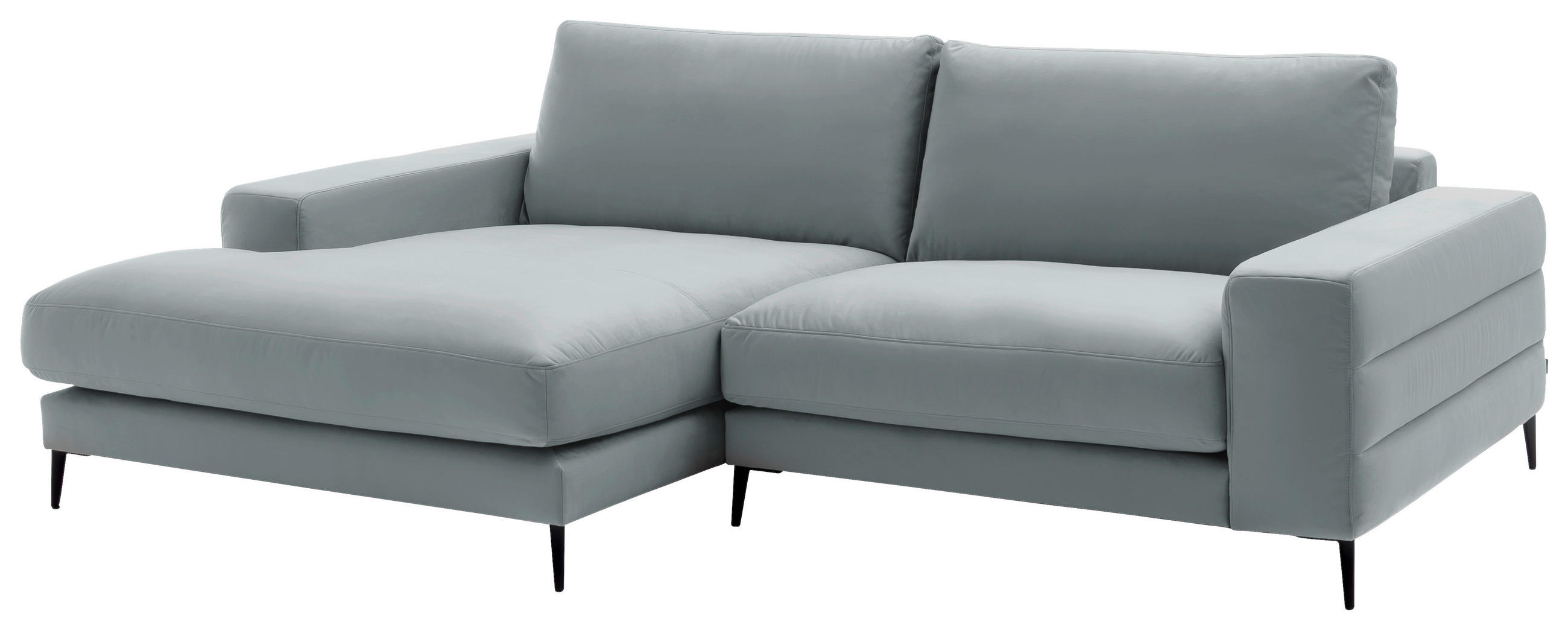 ECKSOFA  in Velours Hellgrau  177/253 cm  - Hellgrau/Schwarz, Design, Textil/Metall (177/253cm) - Dieter Knoll