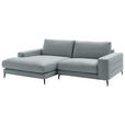ECKSOFA  in Velours Hellgrau  177/253 cm  - Hellgrau/Schwarz, Design, Textil/Metall (177/253cm) - Dieter Knoll
