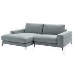 ECKSOFA  in Velours Hellgrau  177/253 cm  - Hellgrau/Schwarz, Design, Textil/Metall (177/253cm) - Dieter Knoll