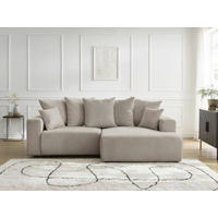 ECKSOFA Ottomane rechts  ATILLA Taupe Flachgewebe  - Taupe/Schwarz, MODERN, Kunststoff/Textil (244/149cm)