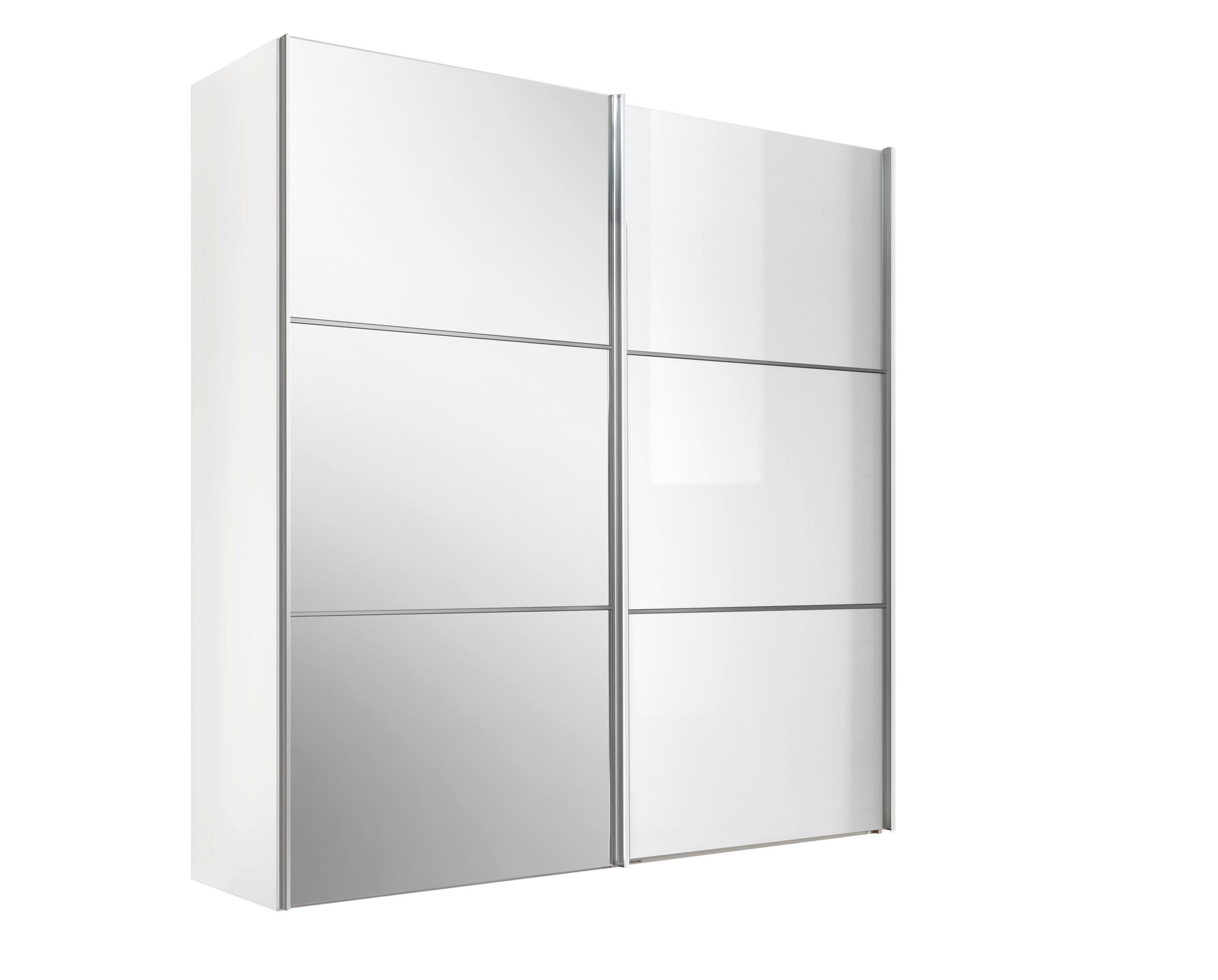 SCHWEBETÜRENSCHRANK 225/222/68 cm 2-türig Weiß  - Chromfarben/Weiß, KONVENTIONELL, Glas/Holzwerkstoff (225/222/68cm) - Moderano