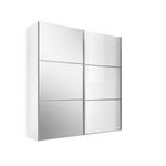 SCHWEBETÜRENSCHRANK  in Weiß  - Chromfarben/Weiß, KONVENTIONELL, Glas/Holzwerkstoff (225/222/68cm) - Moderano