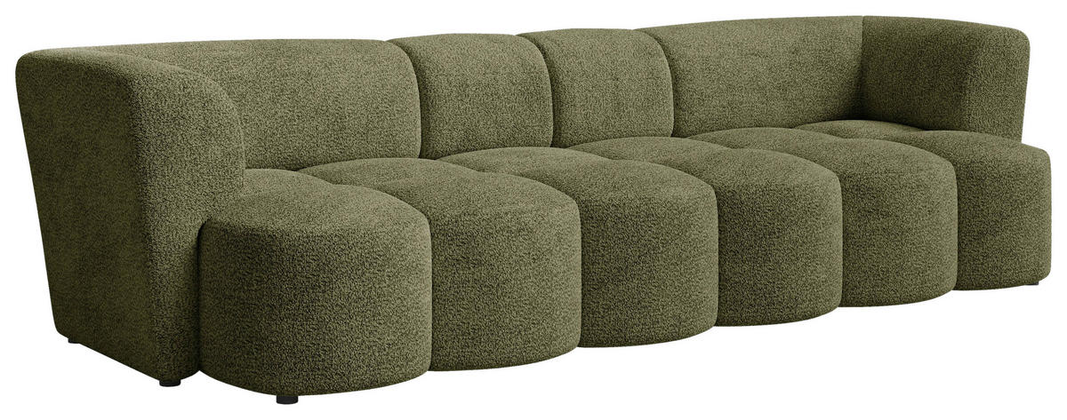 VIERSITZER-SOFA Chenille Dunkelgrün  - Dunkelgrün/Schwarz, MODERN, Kunststoff/Textil (307/84/107cm) - Milino