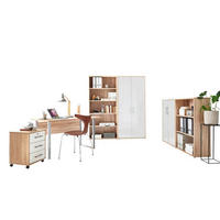 BÜRO erweiterbar, abschließbar Sonoma Eiche, Weiß Hochglanz - Weiß Hochglanz/Sonoma Eiche, MODERN, Holzwerkstoff/Metall - MID.YOU