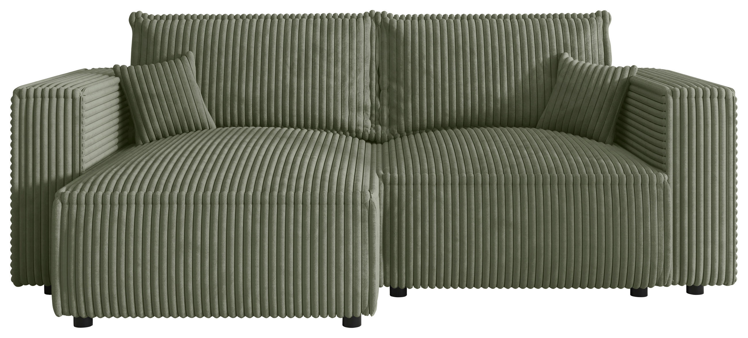 ECKSOFA  in Cord Olivgrün  - Schwarz/Olivgrün, MODERN, Kunststoff/Textil (153/250cm) - Xora