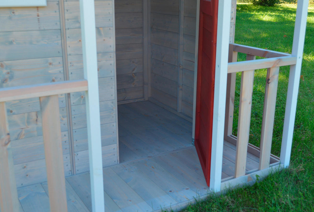 SPIELHAUS 120/155/120 cm  - Rot/Naturfarben, KONVENTIONELL, Holz (120/155/120cm)