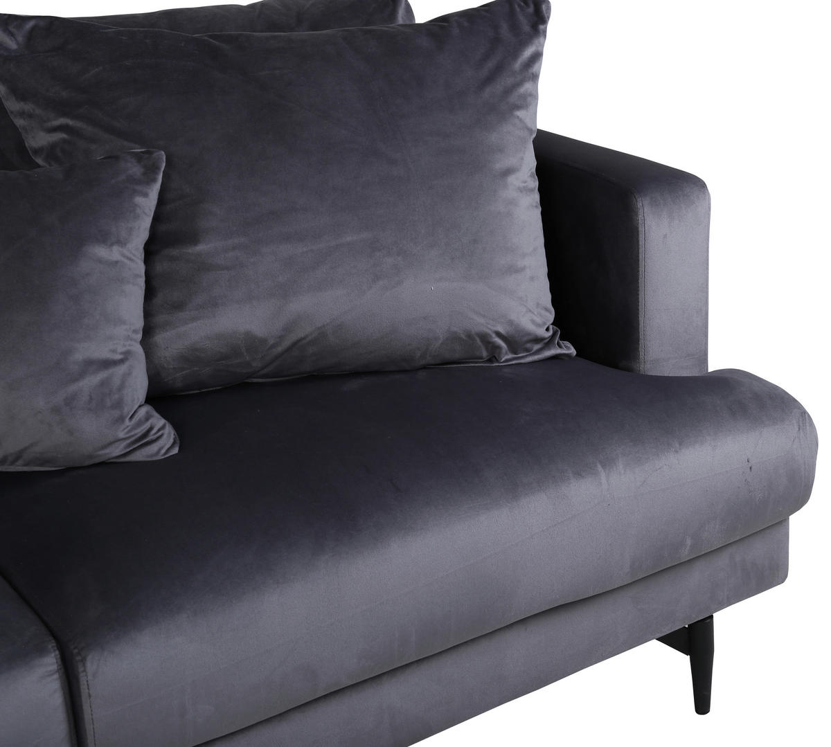 3-SITZER-SOFA in Schwarz, Dunkelgrau  - Dunkelgrau/Schwarz, Design, Kunststoff/Textil (260/86/88cm) - Livetastic