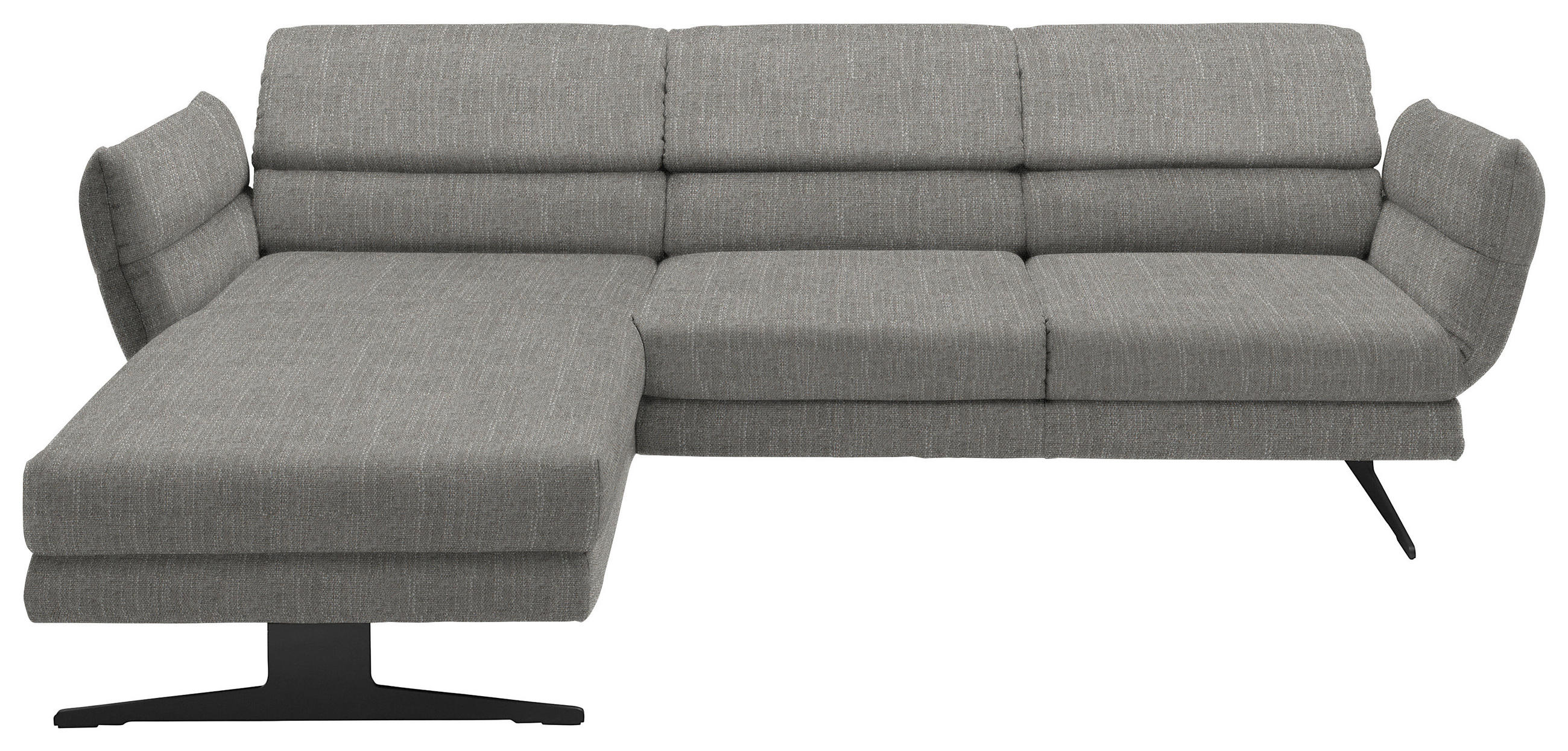 ECKSOFA in Flachgewebe Hellgrau  - Hellgrau/Schwarz, Design, Textil/Metall (176-217/279-327cm) - Dieter Knoll