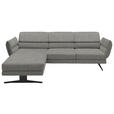ECKSOFA Hellgrau Flachgewebe  - Hellgrau/Schwarz, Design, Textil/Metall (176-217/279-327cm) - Dieter Knoll