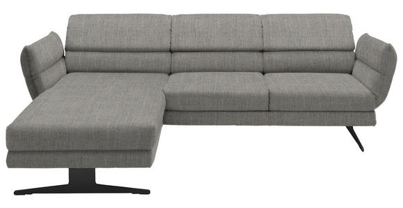 ECKSOFA Hellgrau Flachgewebe  - Hellgrau/Schwarz, Design, Textil/Metall (176-217/279-327cm) - Dieter Knoll