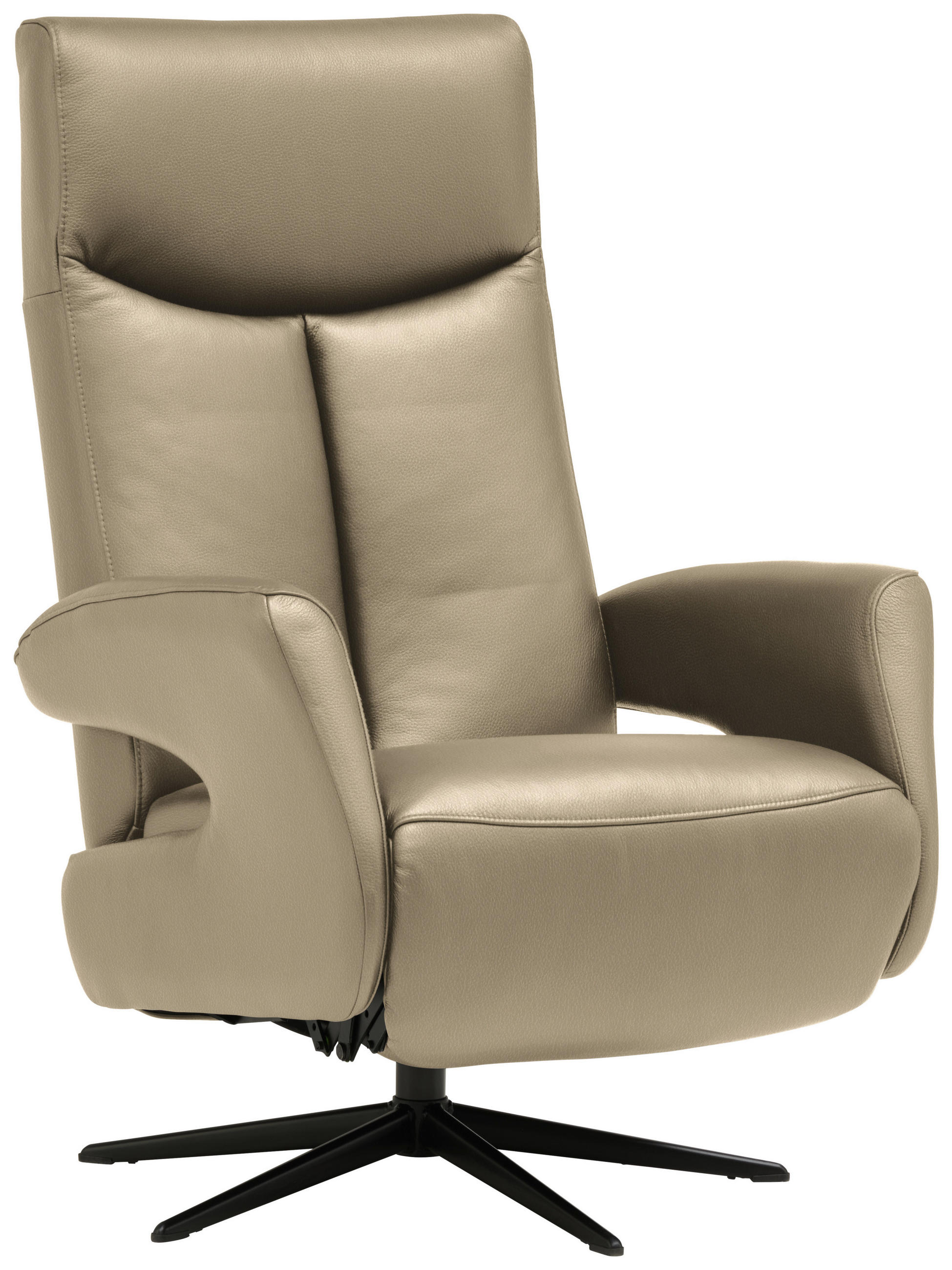 RELAXSESSEL in Leder Khaki  - Khaki/Schwarz, Design, Leder/Metall (74/105/82cm) - Welnova