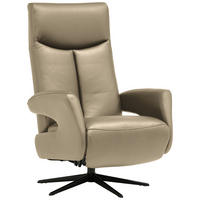 RELAXSESSEL in Leder Khaki  - Khaki/Schwarz, Design, Leder/Metall (74/105/82cm) - Welnova