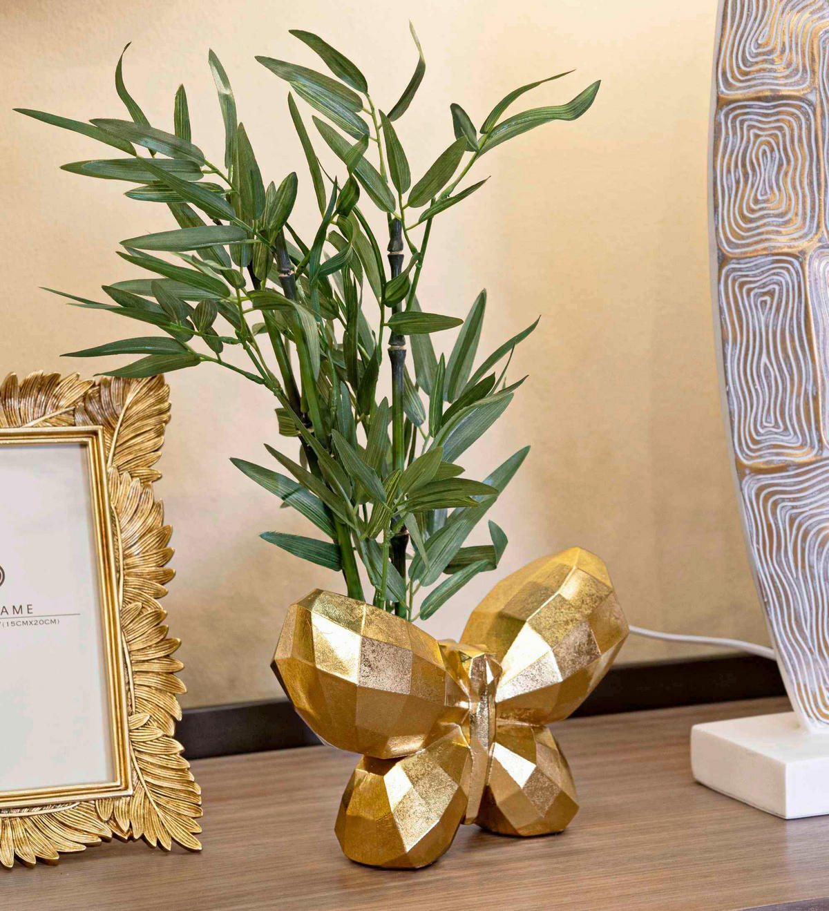 Vase Butterfly Gold  - Goldfarben, Basics, Kunststoff (22.5/15/8cm)