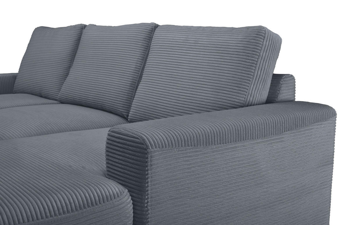 ECKSOFA Dunkelgrau Cord  - Dunkelgrau/Schwarz, KONVENTIONELL, Textil/Metall (240/150cm) - Carryhome