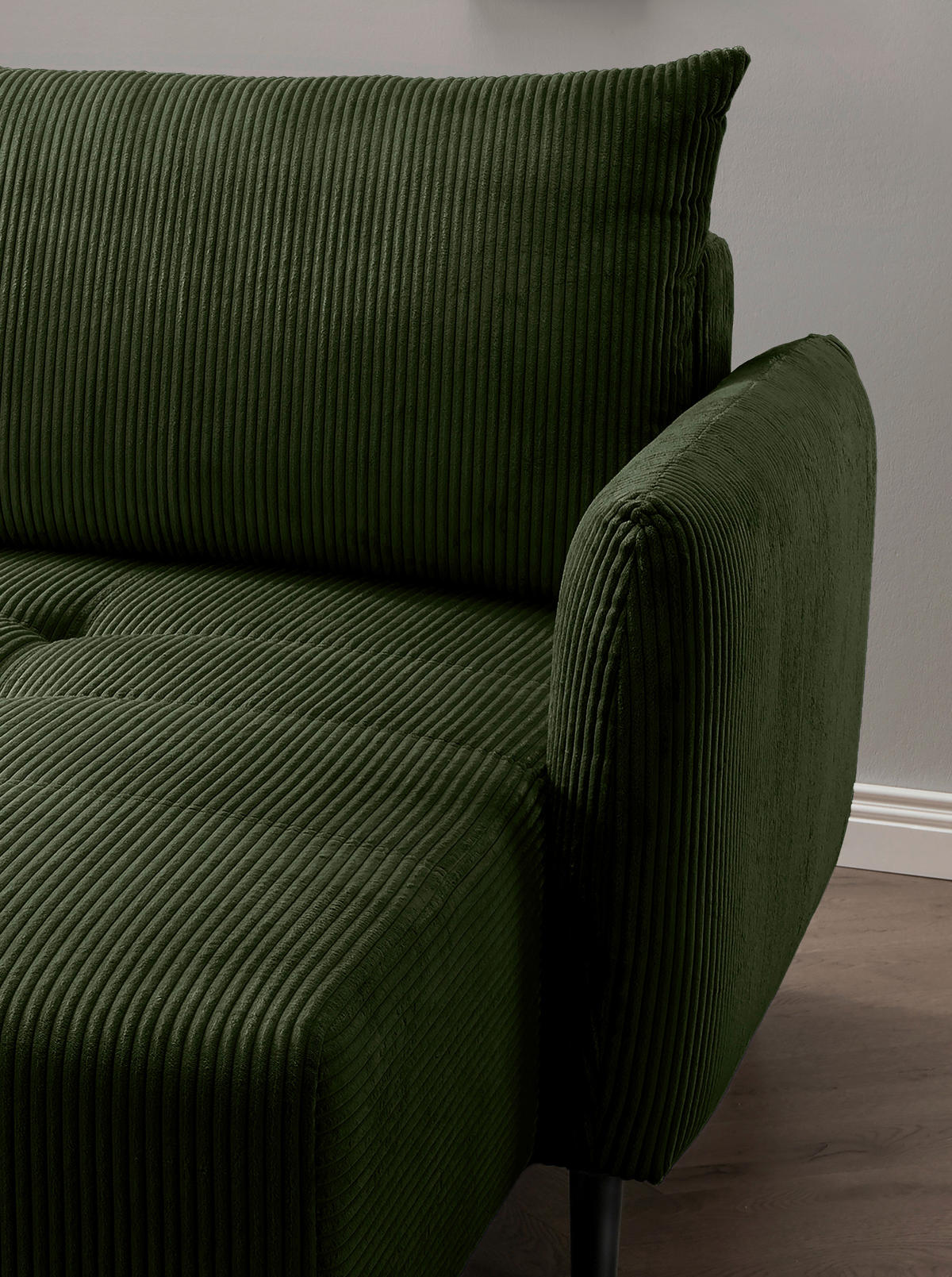 ECKSCHLAFSOFA in Cord Dunkelgrün  - Dunkelgrün/Schwarz, Basics, Holz/Textil (238/174cm) - Livetastic