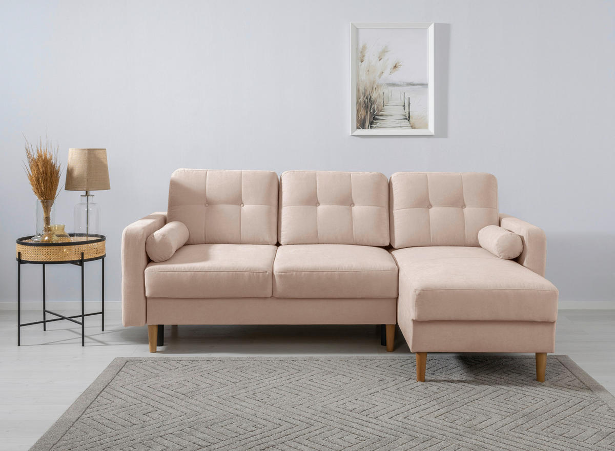 ECKSOFA in Beige  - Beige/Buchefarben, Design, Holz/Textil (223/157cm) - MID.YOU