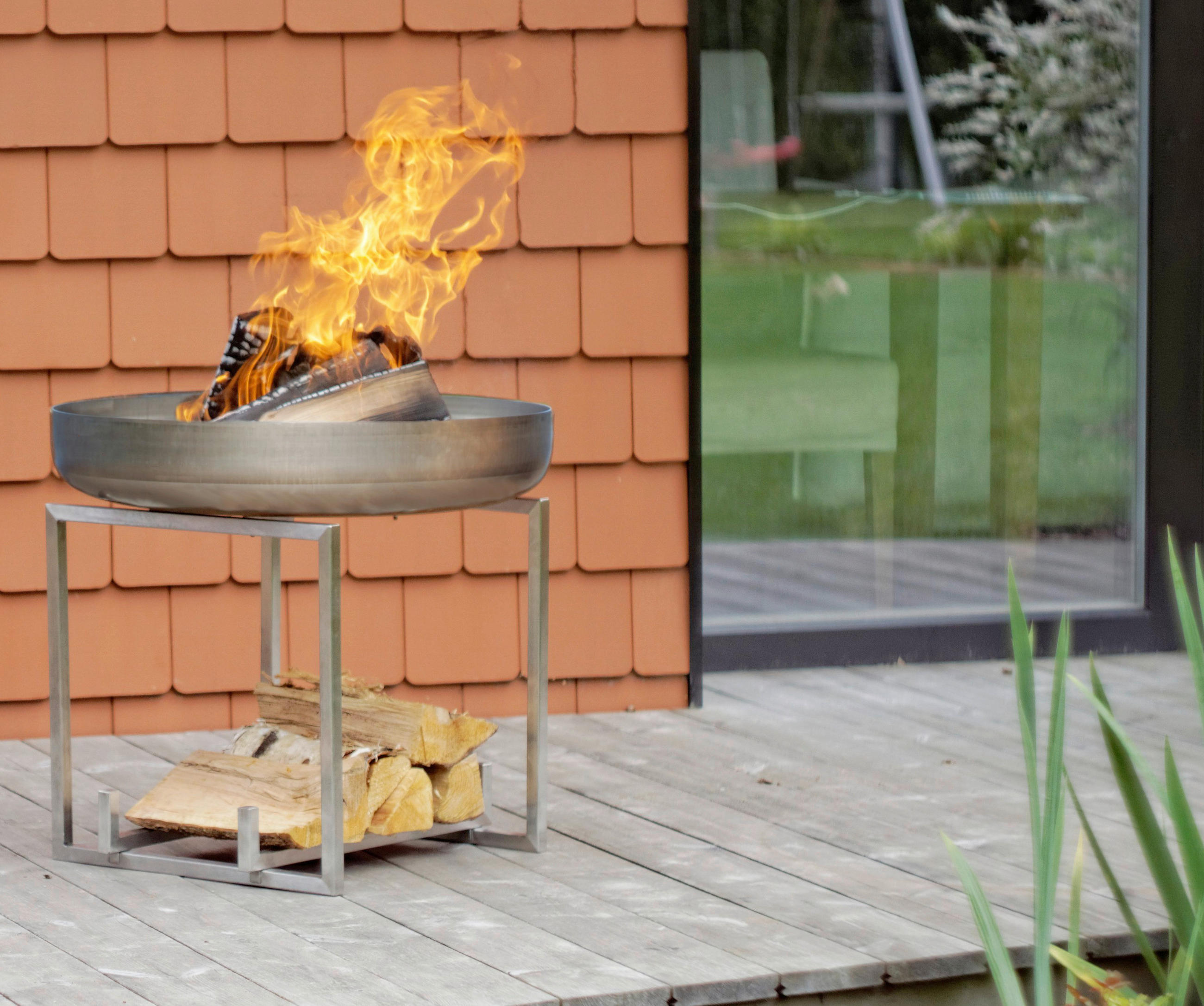 FEUERSCHALE SVENSKAV NAGLIAI M 2551  - Edelstahlfarben, Basics, Metall (63/63/56cm)