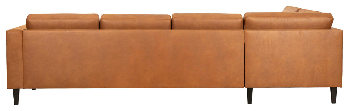 SOFFA i läderimitation brun  - brun/svart, Design, metall/trä (294/85/182-159cm) - Pure Home Comfort