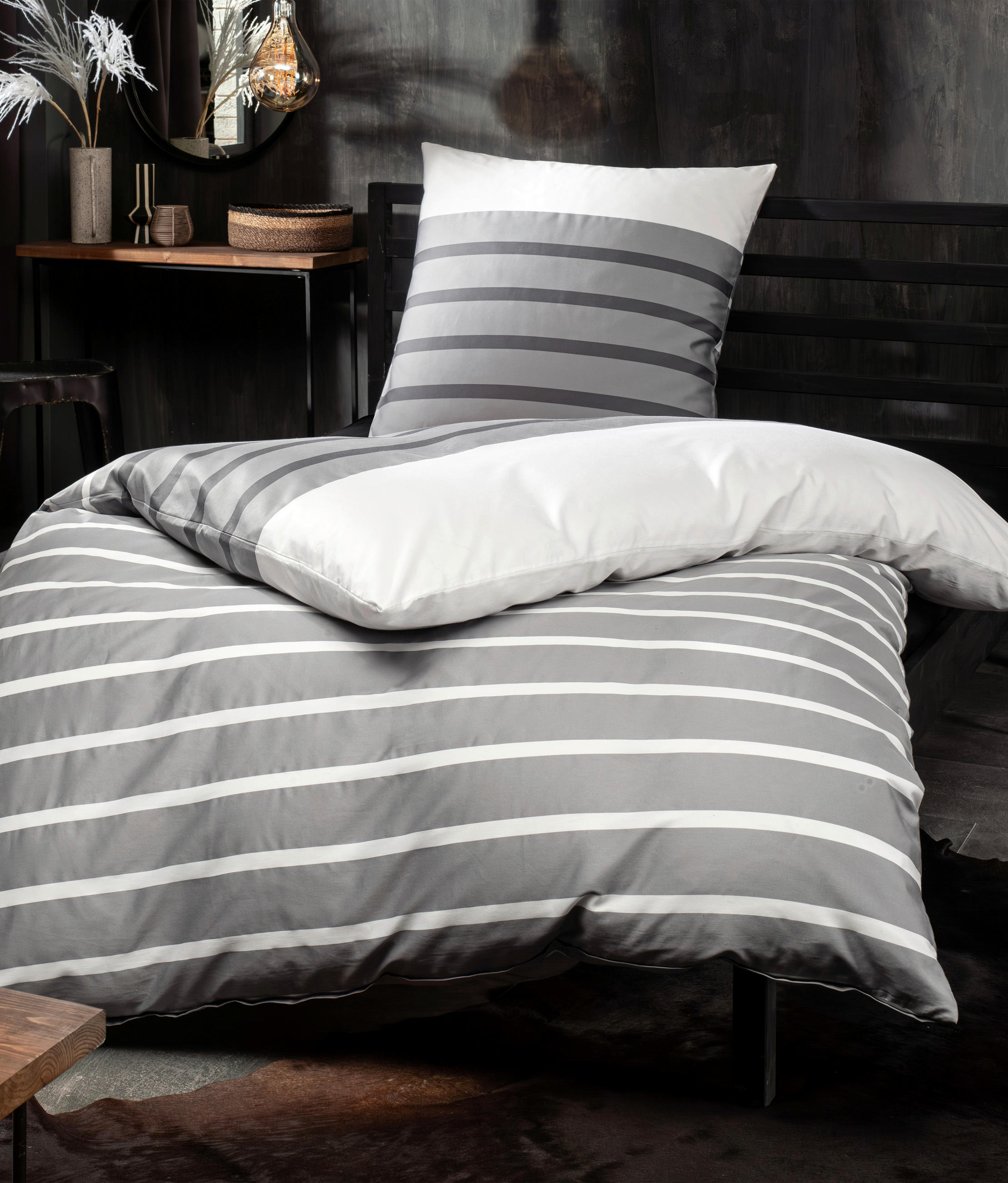 POSTELJNINA 135/200 cm mako saten siva  - siva, Konvencionalno, tekstil (135/200cm) - Janine