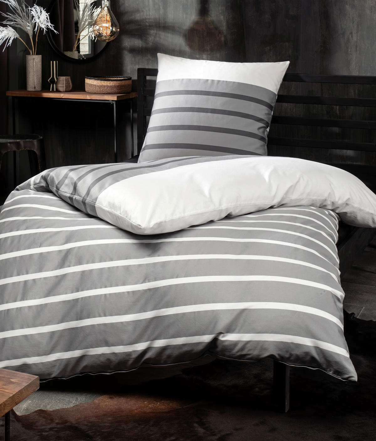 POSTELJNINA 135/200 cm mako saten siva  - siva, Konvencionalno, tekstil (135/200cm) - Janine