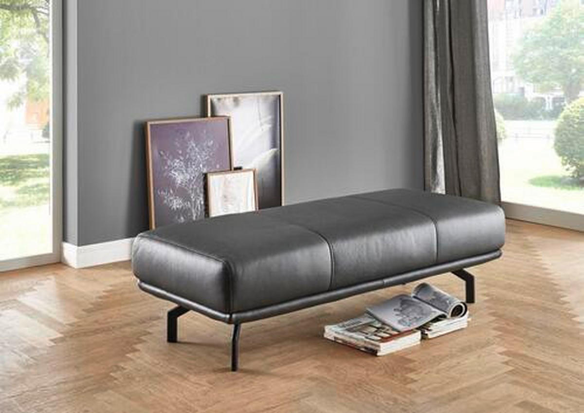 ECKSOFA in Echtleder Anthrazit  - Anthrazit, Design, Leder/Metall (325/255cm) - Dieter Knoll