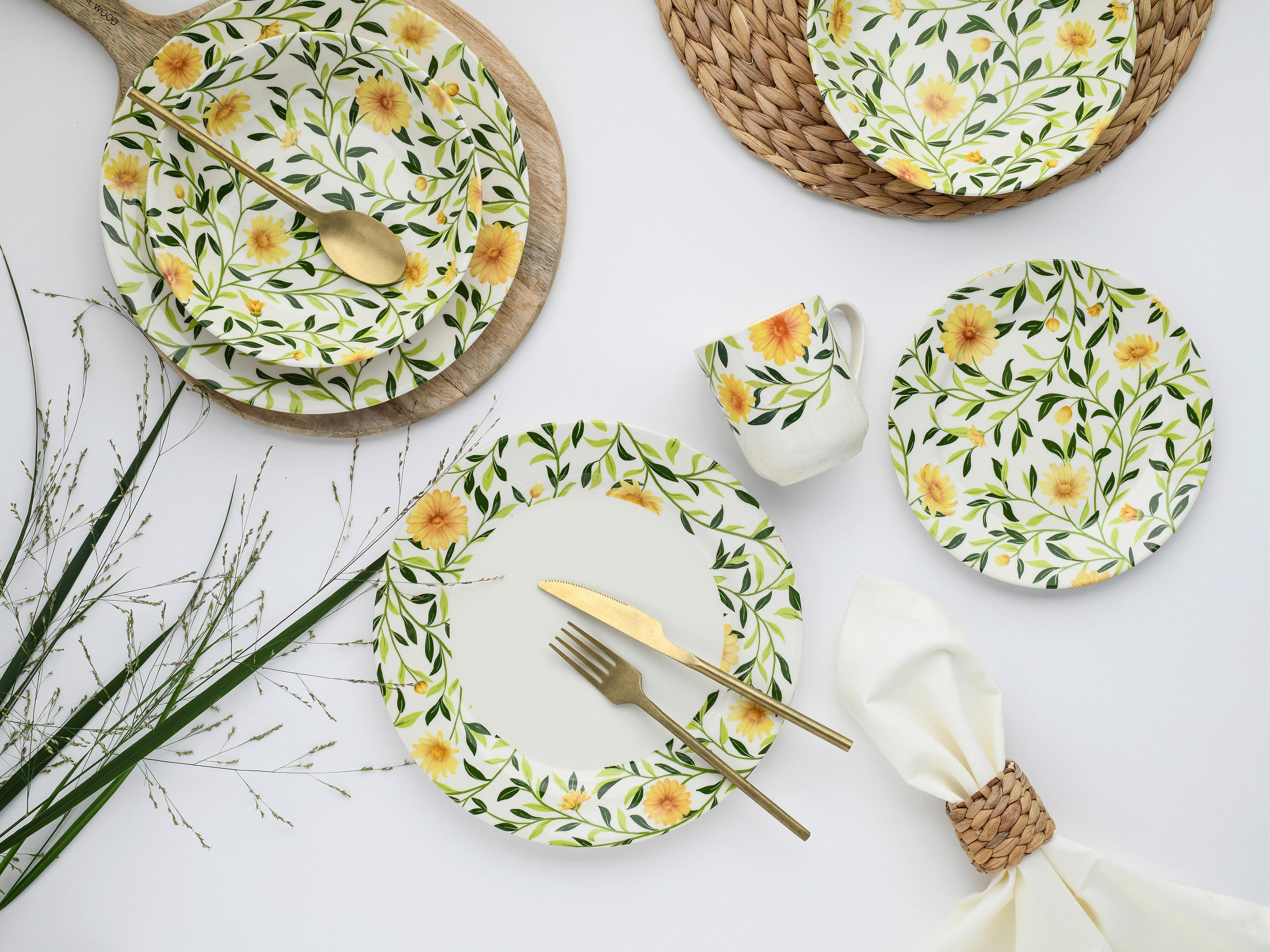 KOMBISERVICE Grün, Weiß 16-teilig Amarilla  - Weiß/Grün, Basics, Keramik - Creatable