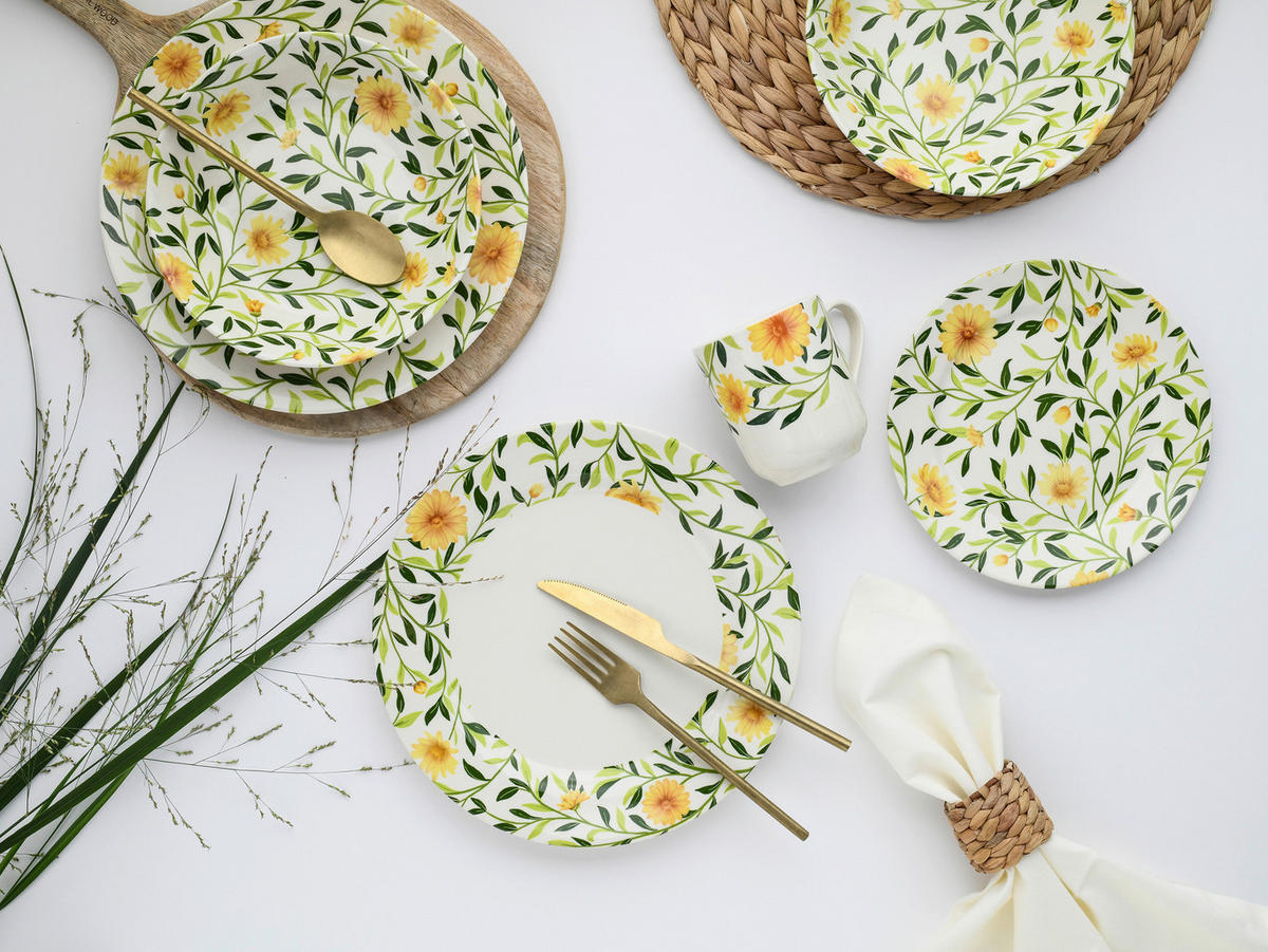 KOMPLETT SERVIS Amarilla 16 delar  - vit/grön, Basics, keramik - Creatable