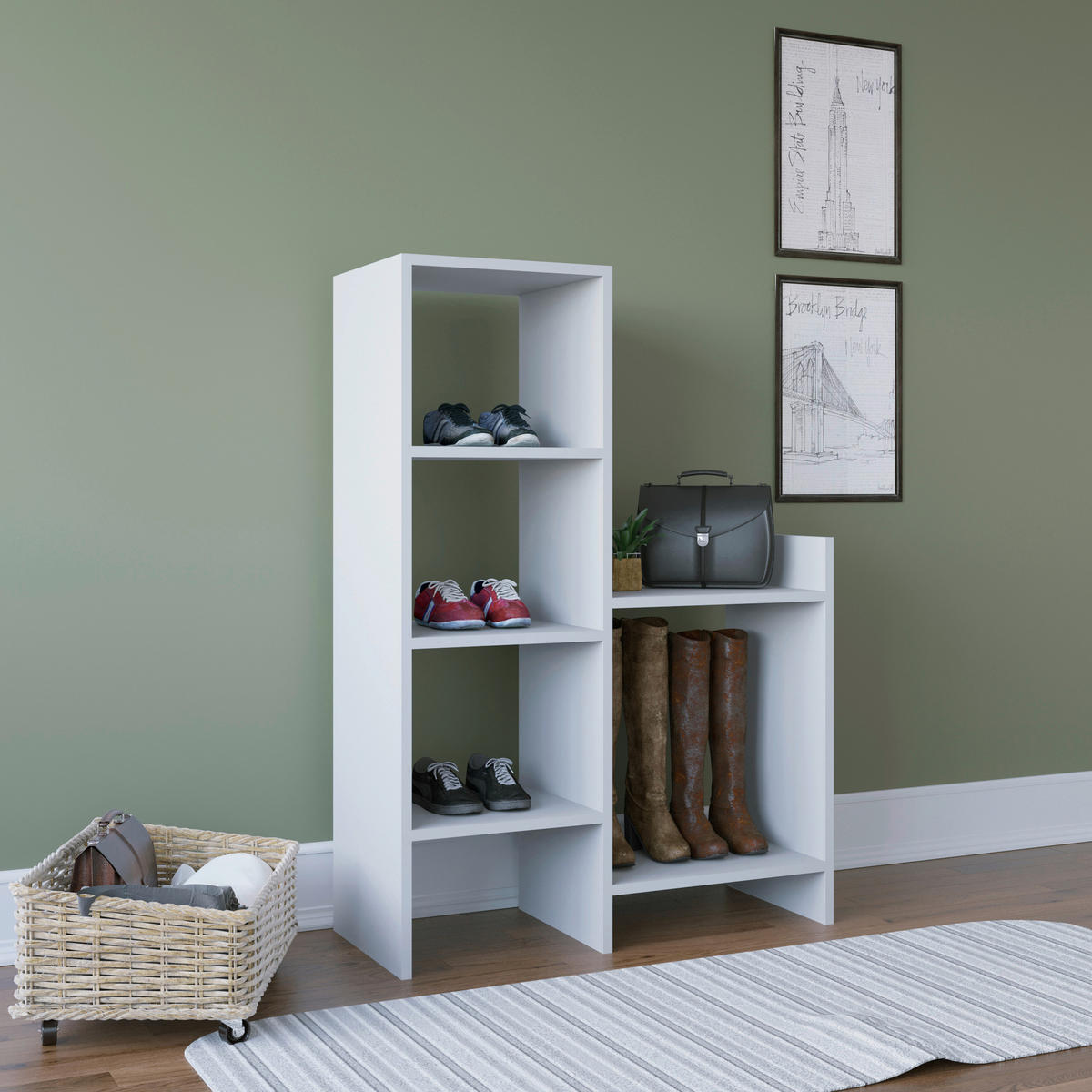 SCHUHREGAL 85,6/120/35,6 cm  - Weiss, Design, Holzwerkstoff (85,6/120/35,6cm) - Livetastic