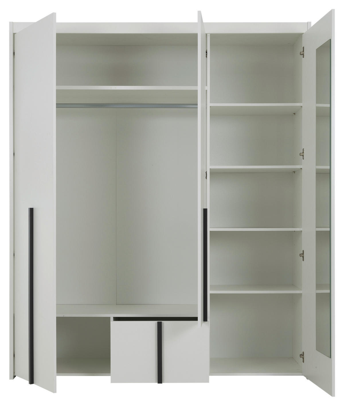KLEIDERSCHRANK 3-türig Weiß  - Schwarz/Weiß, MODERN, Holzwerkstoff (181/215/60cm) - MID.YOU