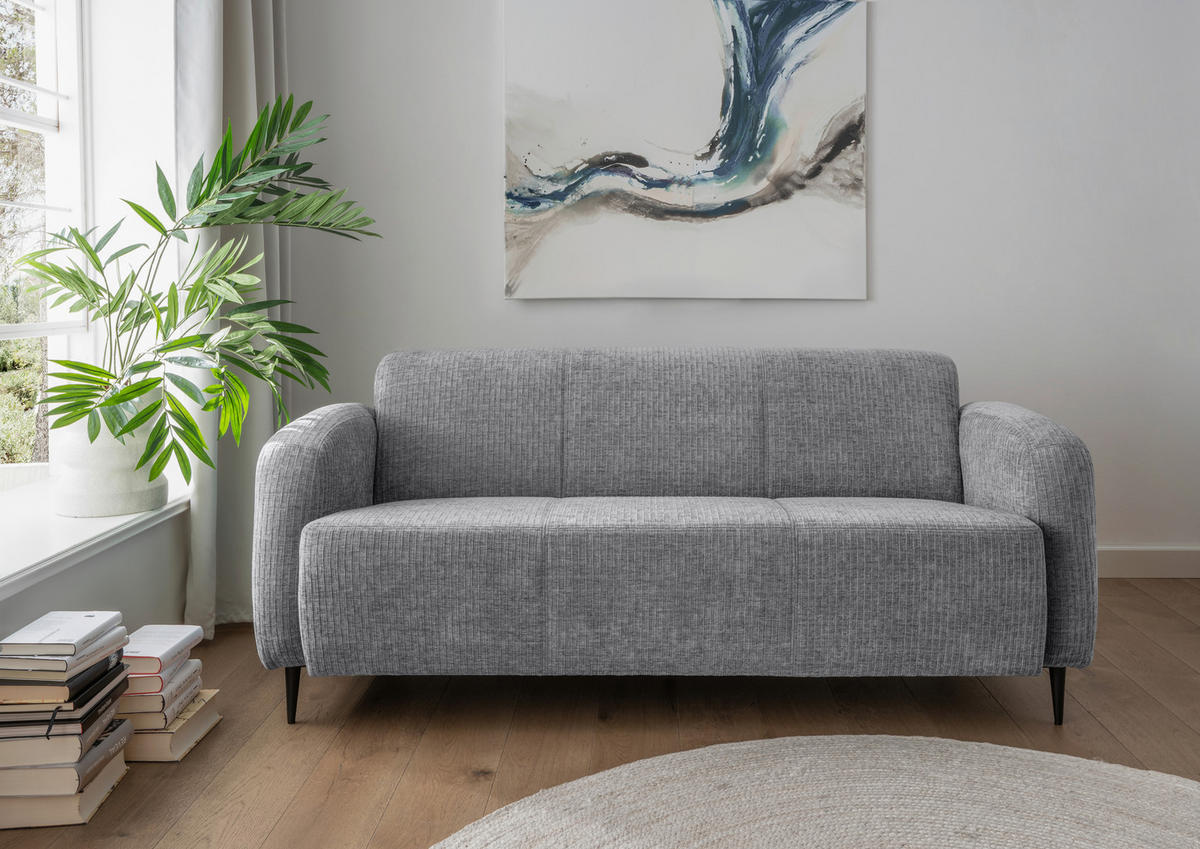 3-SITZER-SOFA Mikrofaser Grau  - Schwarz/Grau, MODERN, Textil/Metall (180/76/90cm) - Livetastic