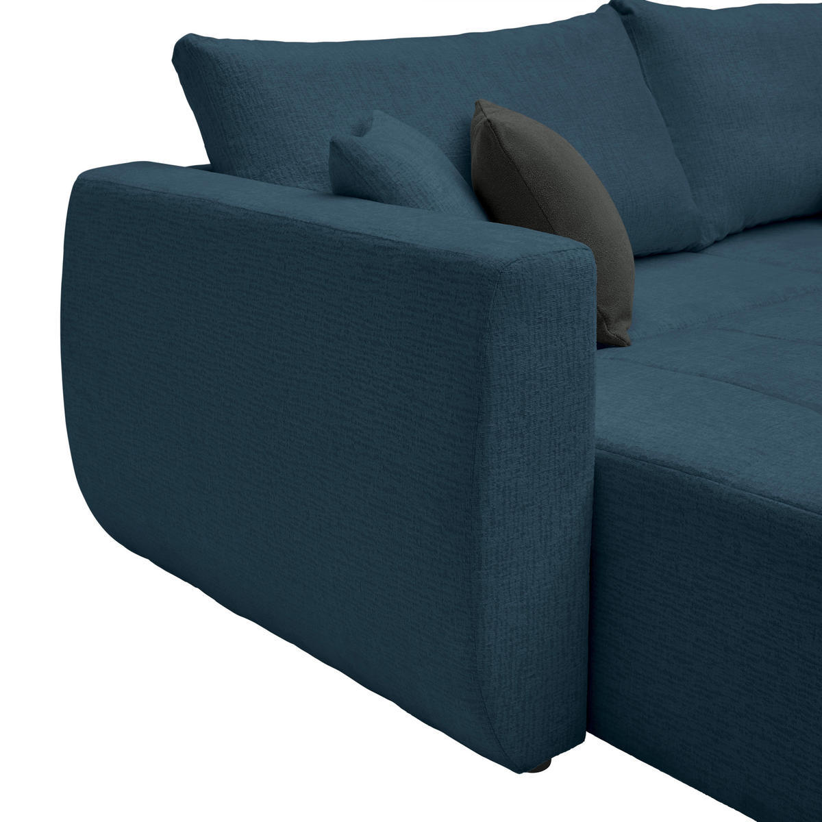 SCHLAFSOFA in Chenille, Jacquard Dunkelblau  - Schwarz/Dunkelblau, Kunststoff/Textil (245/74-90/104cm) - MID.YOU