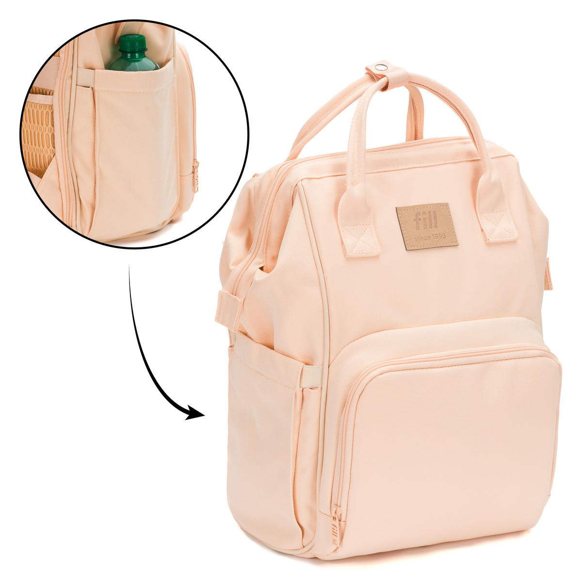 RUKSAK ZA PREVIJANJE   - boje pijeska, Basics, tekstil/plastika (27/18/42cm) - Fillikid
